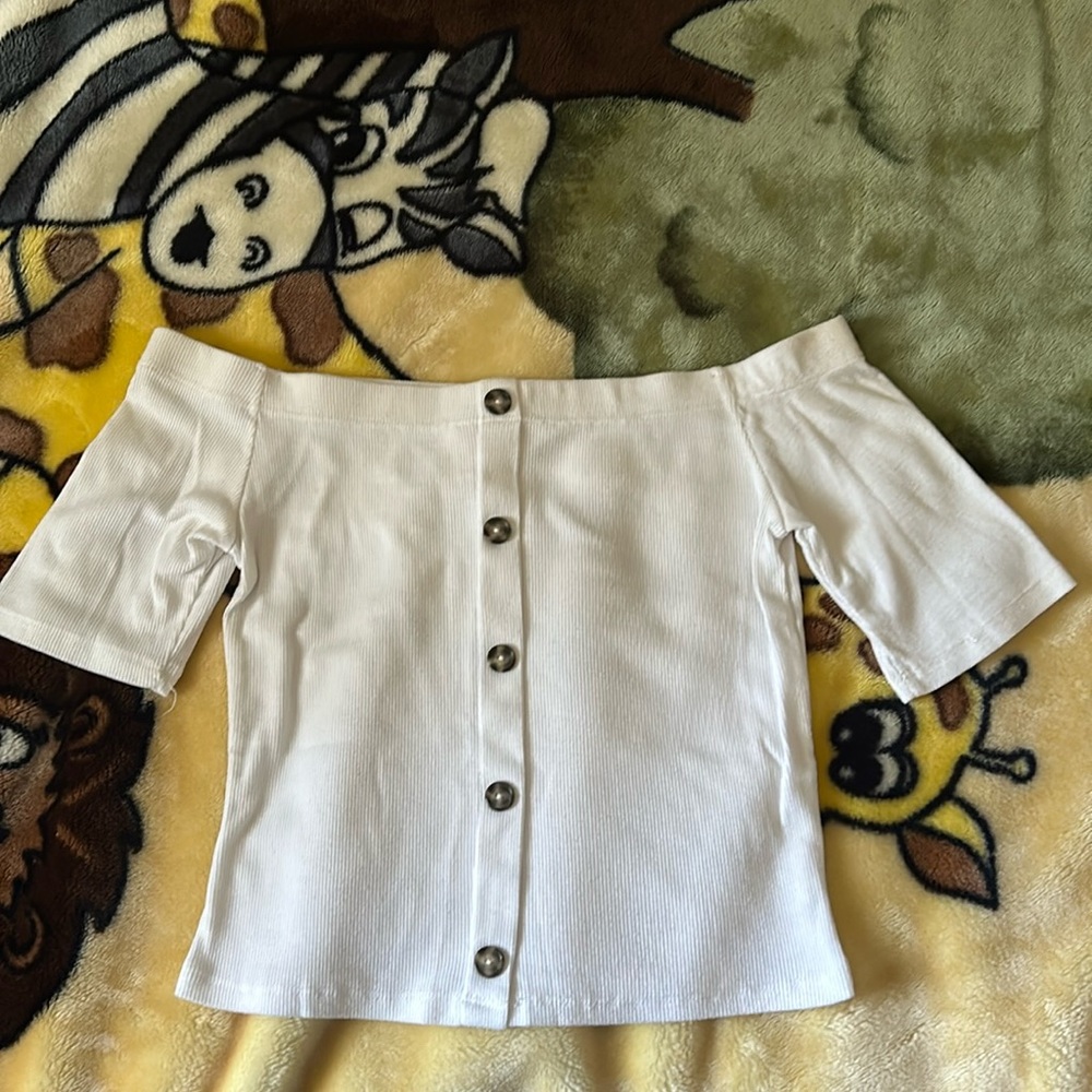 Off shoulder white crop top